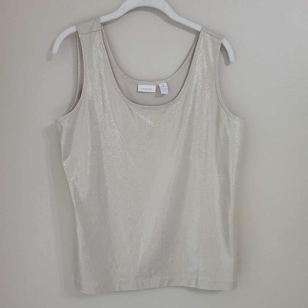 Chicos Tank Top Size 2- Large Gold/Metallic